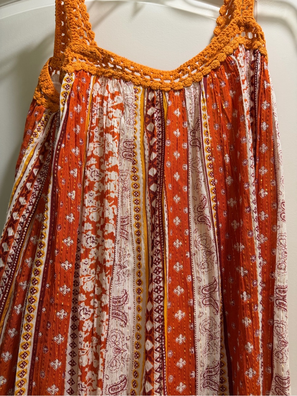 RAGA Orange Crochet-Trim Maxi Dress
